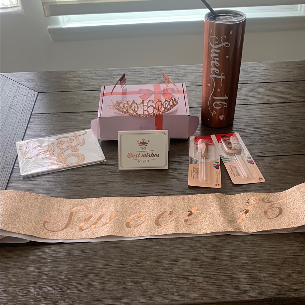 Sweet 16 Party Set with Rose Gold Accessories